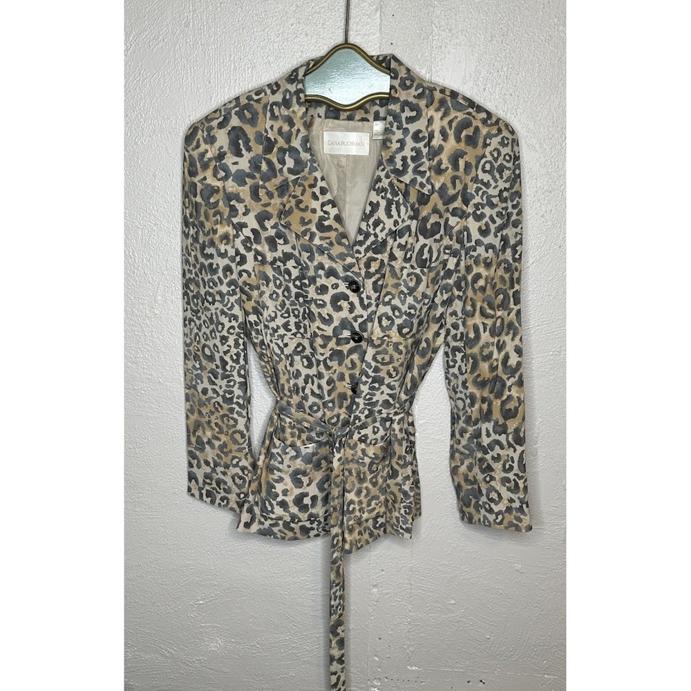 Vintage Dana Buchman Animal Print Cheetah Jacket Top Size 16 NWT